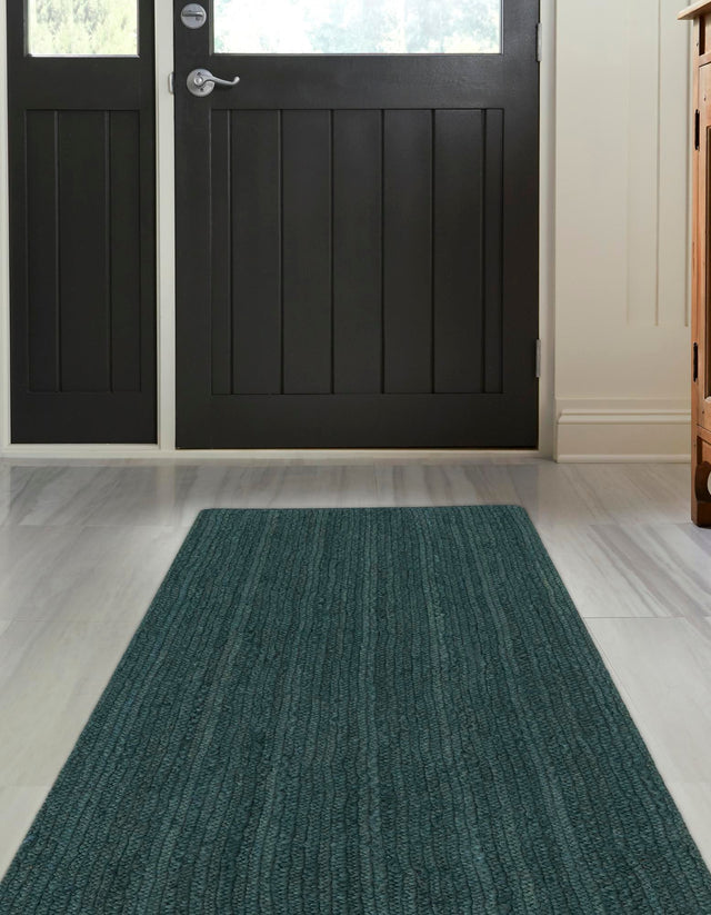 Green 3' x 14' Braided Jute Runner Rug