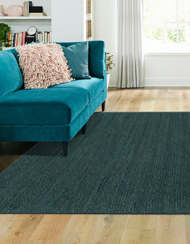 Green 10' x 10' Braided Jute Square Rug