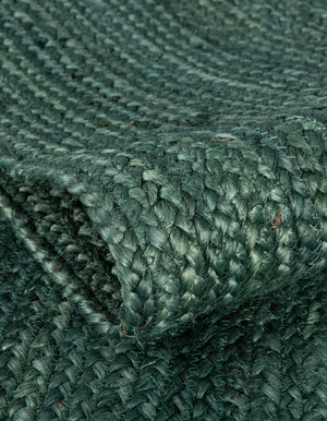 Green 10' x 10' Braided Jute Square Rug