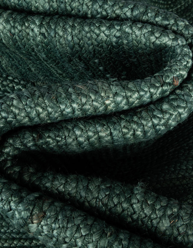 Green 10' x 10' Braided Jute Square Rug