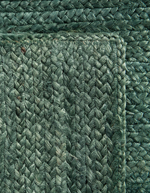 Green 10' x 10' Braided Jute Square Rug