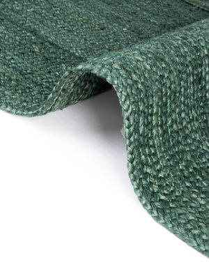 Green 10' x 10' Braided Jute Square Rug