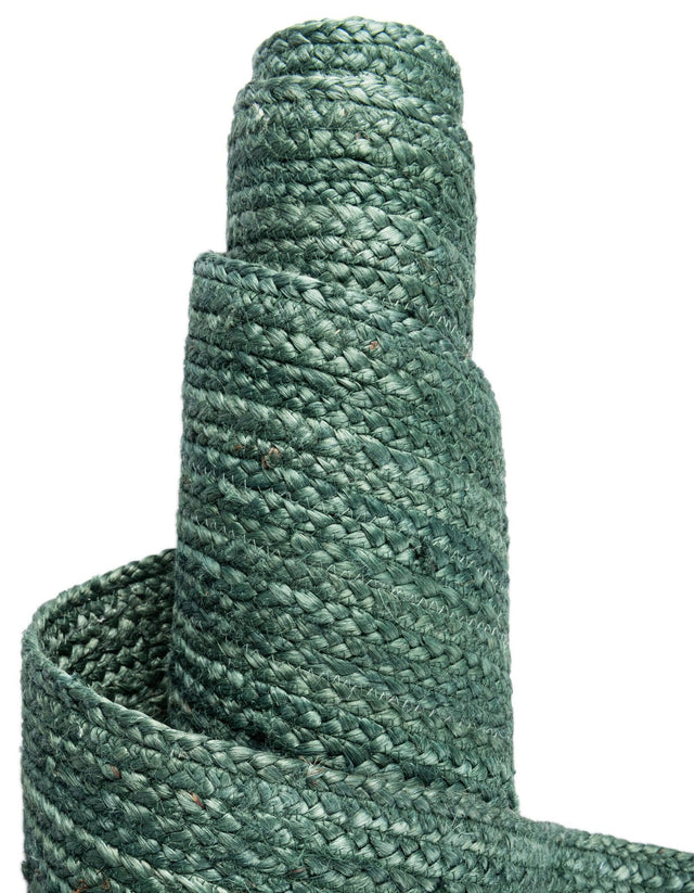 Green 10' x 10' Braided Jute Square Rug