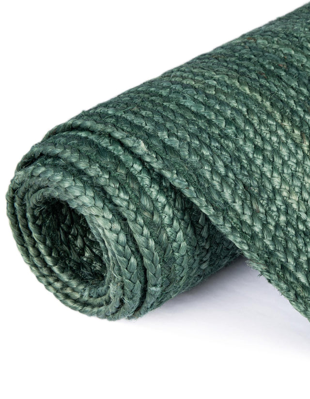 Green 10' x 10' Braided Jute Square Rug