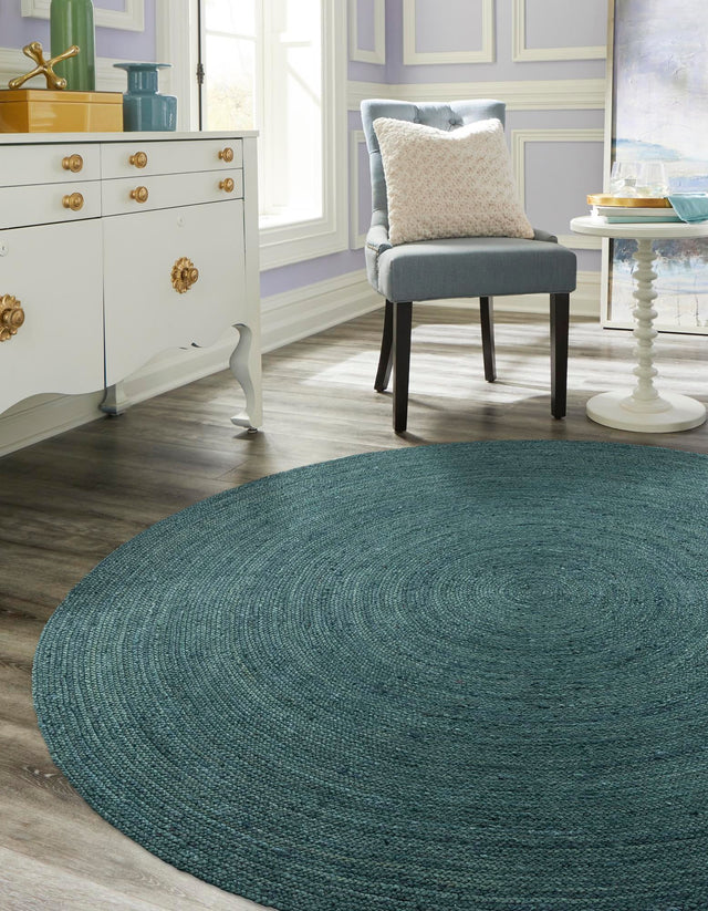 Green 10' x 10' Braided Jute Round Area Rug 100% Jute Hand Braided Natural Eco-Friendly Boho Style Carpet for Living Rooms Dining Office Space Dorms for Sale at Rug Engine