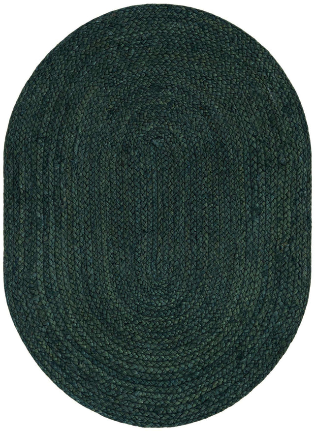 Green 2' 2 x 3' 1 Braided Jute Oval Rug