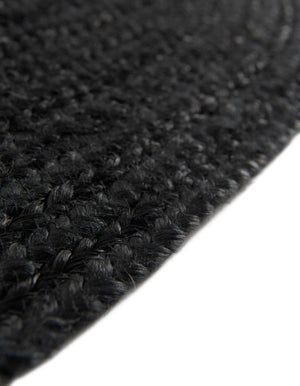 Black 10' x 10' Braided Jute Round Rug