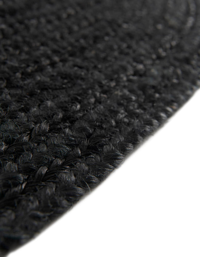 Black 10' x 10' Braided Jute Round Rug