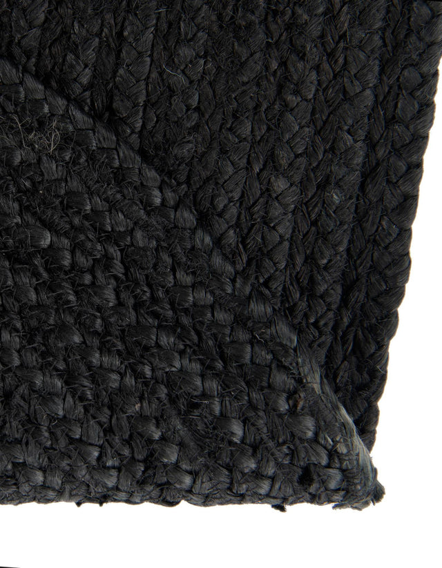 Black 10' x 10' Braided Jute Round Rug