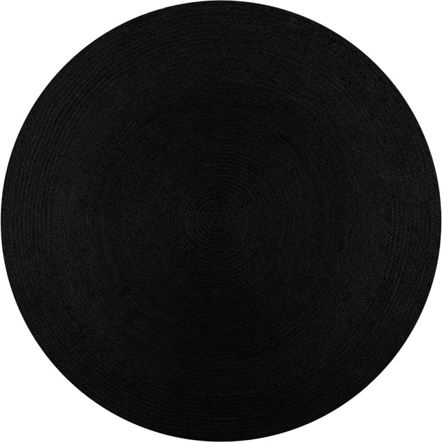 Black 10' x 10' Braided Jute Round Rug
