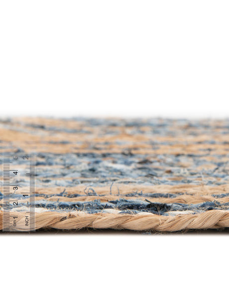 Blue and Natural 1' 2 x 5' 1 Braided Chindi Table Runner Area Rug Decorative Dining Room Kitchen All Natural Material Table Cover 100% Cotton Hand Braided Natural Eco-Friendly Boho Style Modern Carpet for Living Rooms Dining Office Dorm for Sale at Rug Engine