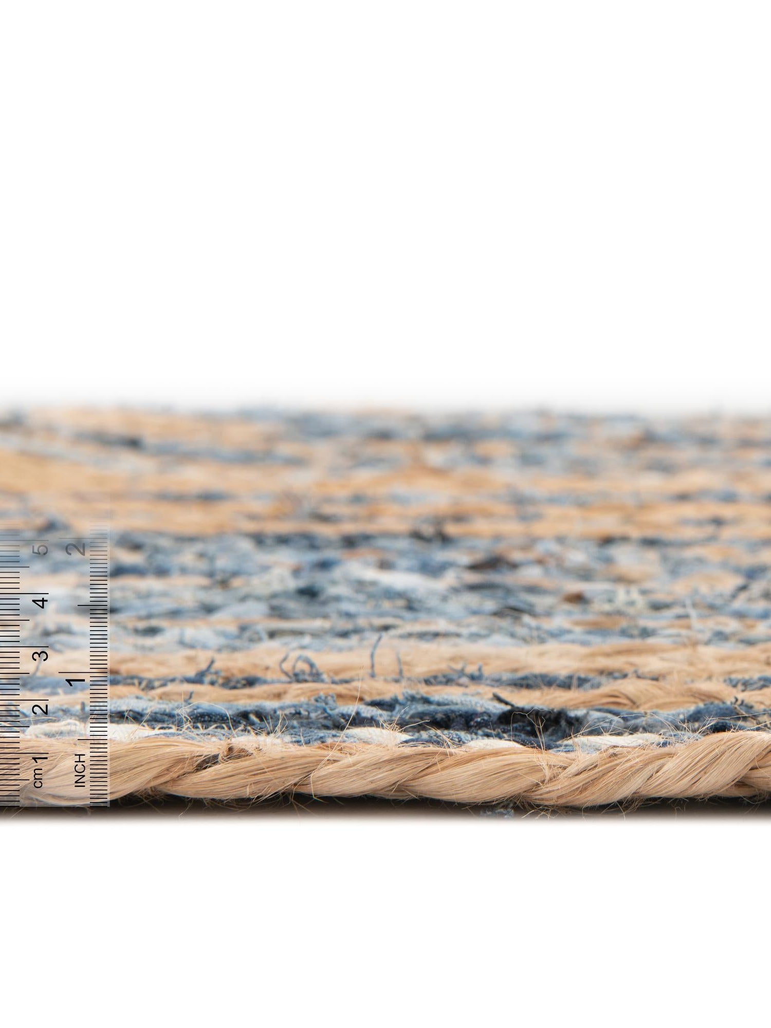 Blue and Natural 1' 2 x 8' Braided Chindi Table Runner Area Rug Decorative Dining Room Kitchen All Natural Material Table Cover 100% Cotton Hand Braided Natural Eco-Friendly Boho Style Modern Carpet for Living Rooms Dining Office Dorm for Sale at Rug Engine