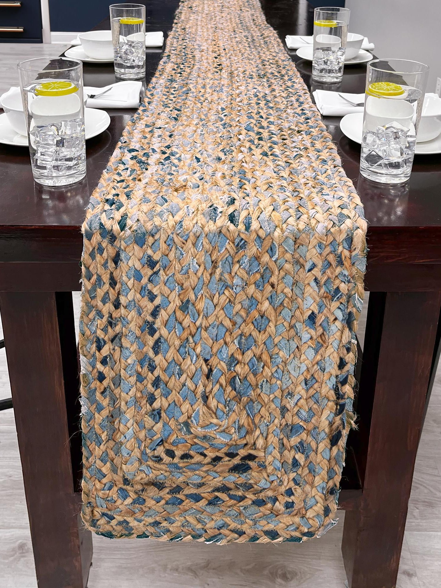 Natural 1' 2 x 8' Braided Chindi Table Runner Area Rug Decorative Dining Room Kitchen All Natural Material Table Cover 100% Cotton Hand Braided Natural Eco-Friendly Boho Style Modern Carpet for Living Rooms Dining Office Dorm for Sale at Rug Engine