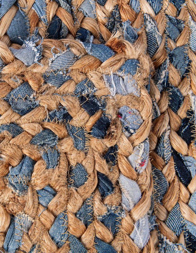 Natural 1' 2 x 10' Braided Chindi Table Runner