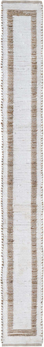 White and Natural 1' 2 x 10' Chindi Jute Table Runner
