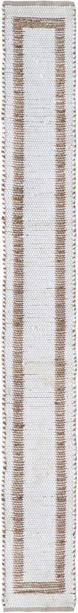 White and Natural 1' 2 x 10' Chindi Jute Table Runner