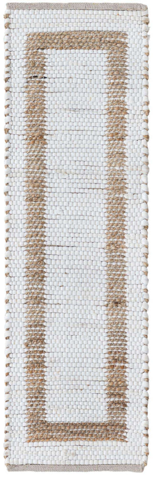 White and Natural 1' 2 x 4' 1 Chindi Jute Table Runner