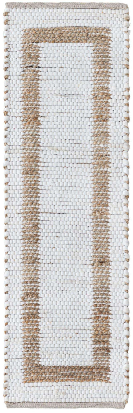 White and Natural 1' 2 x 4' 1 Chindi Jute Table Runner