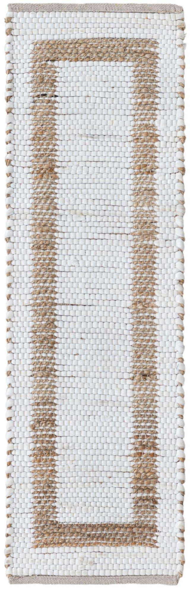 White and Natural 1' 2 x 4' 1 Chindi Jute Table Runner