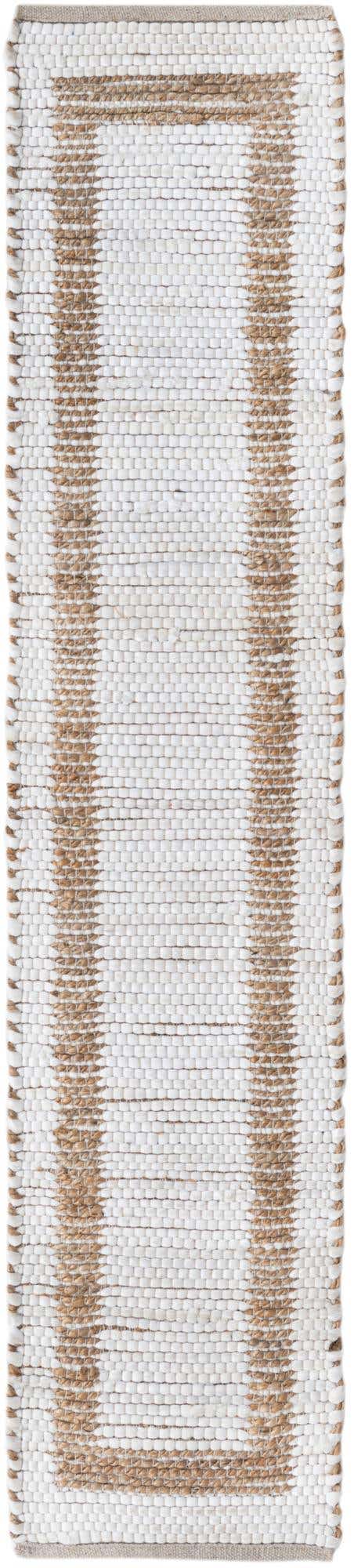 White and Natural 1' 2 x 6' 1 Chindi Jute Table Runner