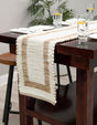 White and Natural 1' 2 x 4' 1 Chindi Jute Table Runner