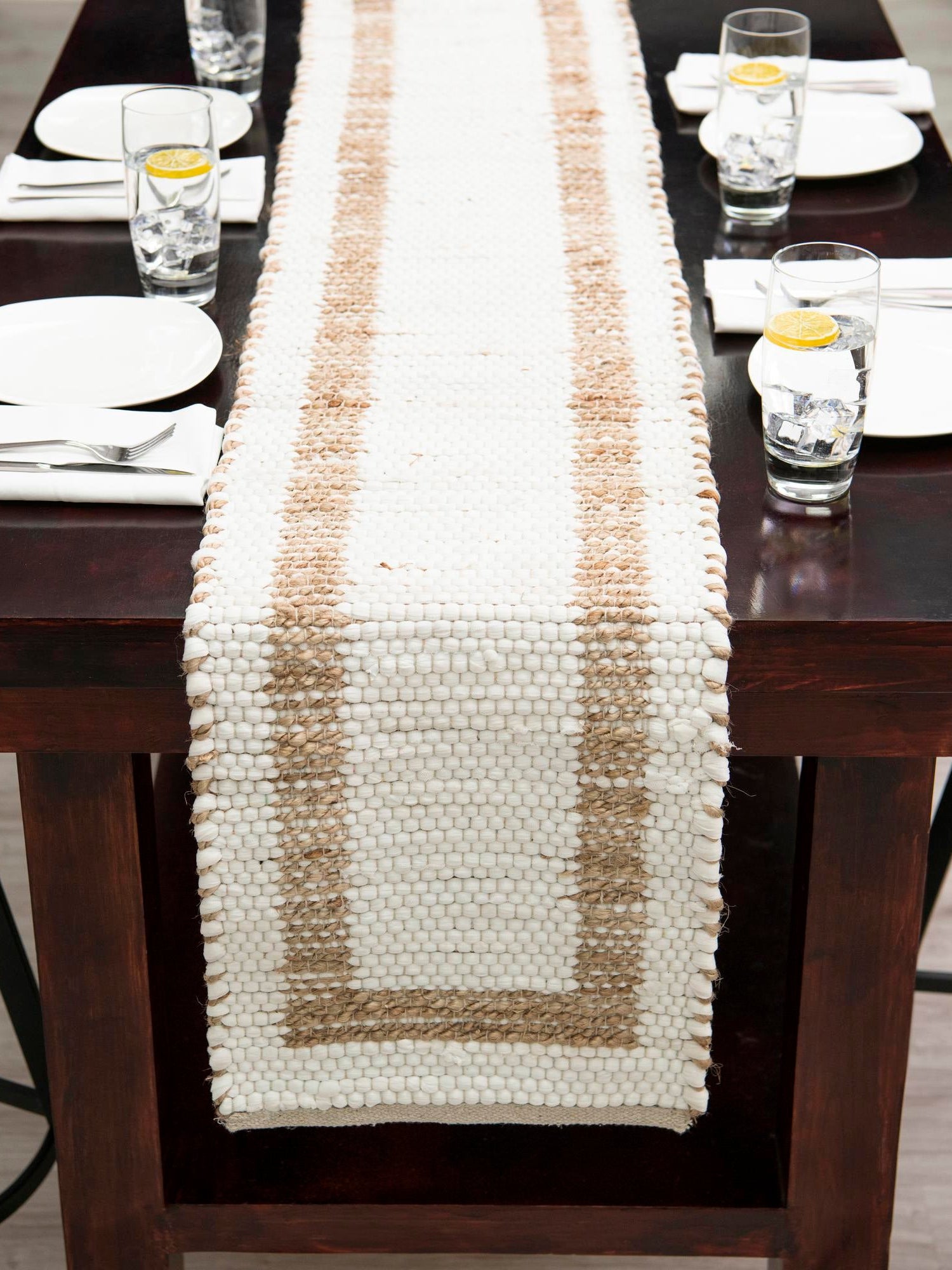 White and Natural 1' 2 x 4' 1 Chindi Jute Table Runner Area Rug Decorative Dining Room Kitchen All Natural Material Table Cover Interior Design Home Decor Carpet Mat for Sale at Rug Engine