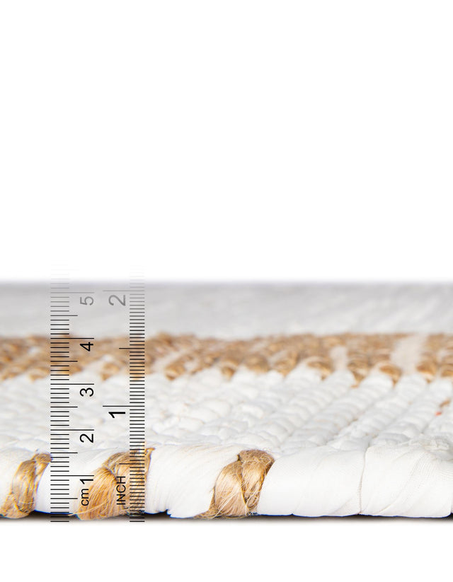 White and Natural 1' 2 x 4' 1 Chindi Jute Table Runner