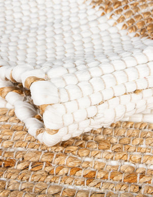 White and Natural 1' 2 x 4' 1 Chindi Jute Table Runner