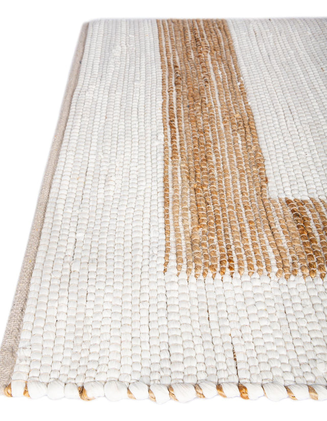 White and Natural 1' 2 x 4' 1 Chindi Jute Table Runner