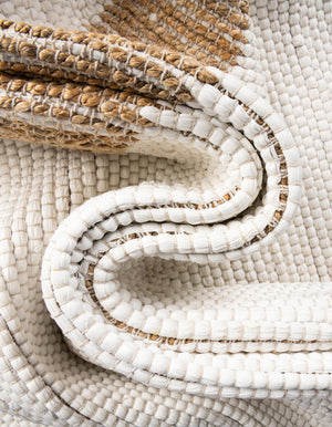 White and Natural 1' 2 x 4' 1 Chindi Jute Table Runner