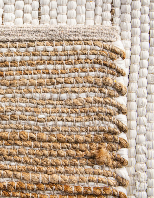 White and Natural 1' 2 x 4' 1 Chindi Jute Table Runner