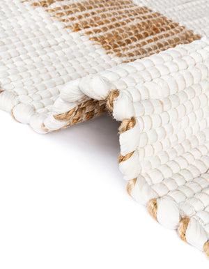 White and Natural 1' 2 x 4' 1 Chindi Jute Table Runner