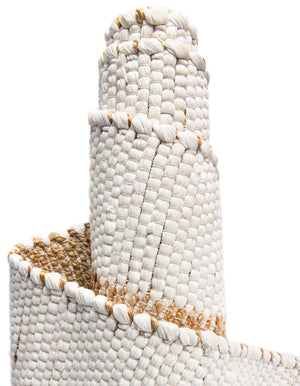 White and Natural 1' 2 x 4' 1 Chindi Jute Table Runner