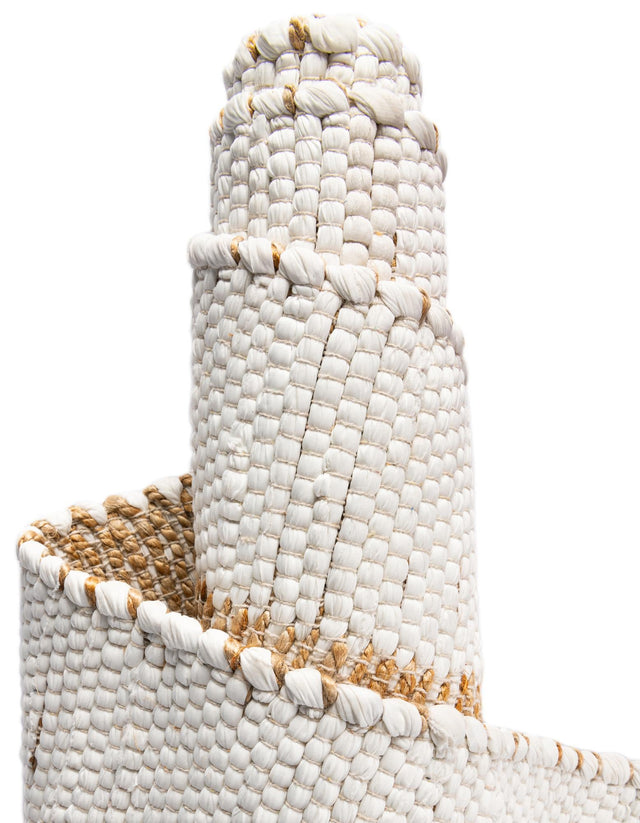 White and Natural 1' 2 x 4' 1 Chindi Jute Table Runner