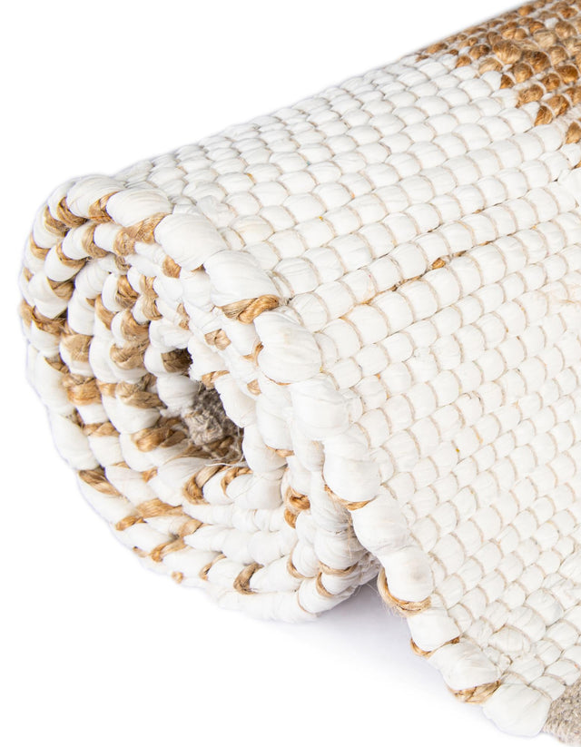 White and Natural 1' 2 x 4' 1 Chindi Jute Table Runner
