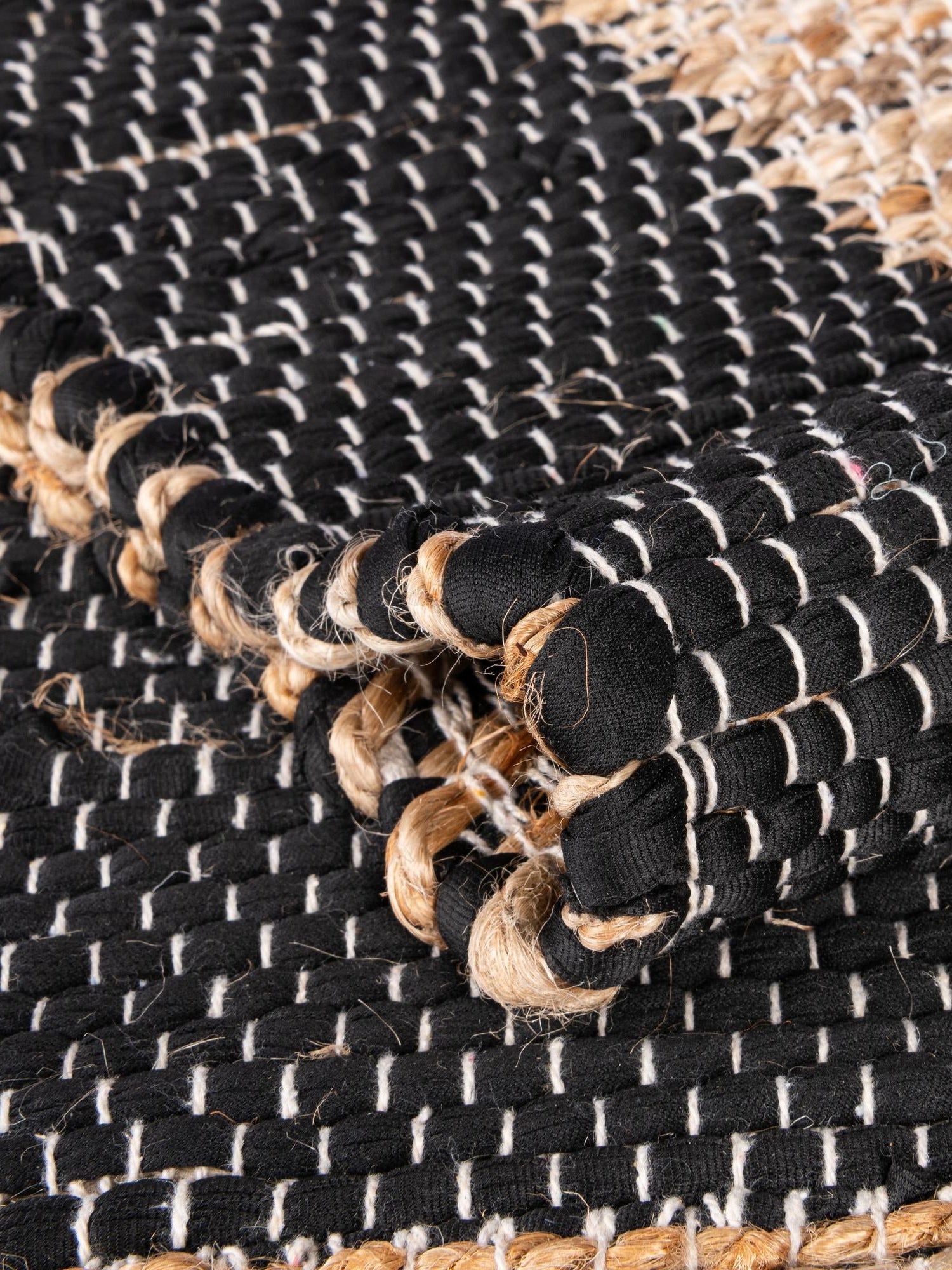 Black 1' 2 x 4' 1 Chindi Jute Table Runner Area Rug Decorative Dining Room Kitchen All Natural Material Table Cover Interior Design Home Decor Carpet Mat for Sale at Rug Engine