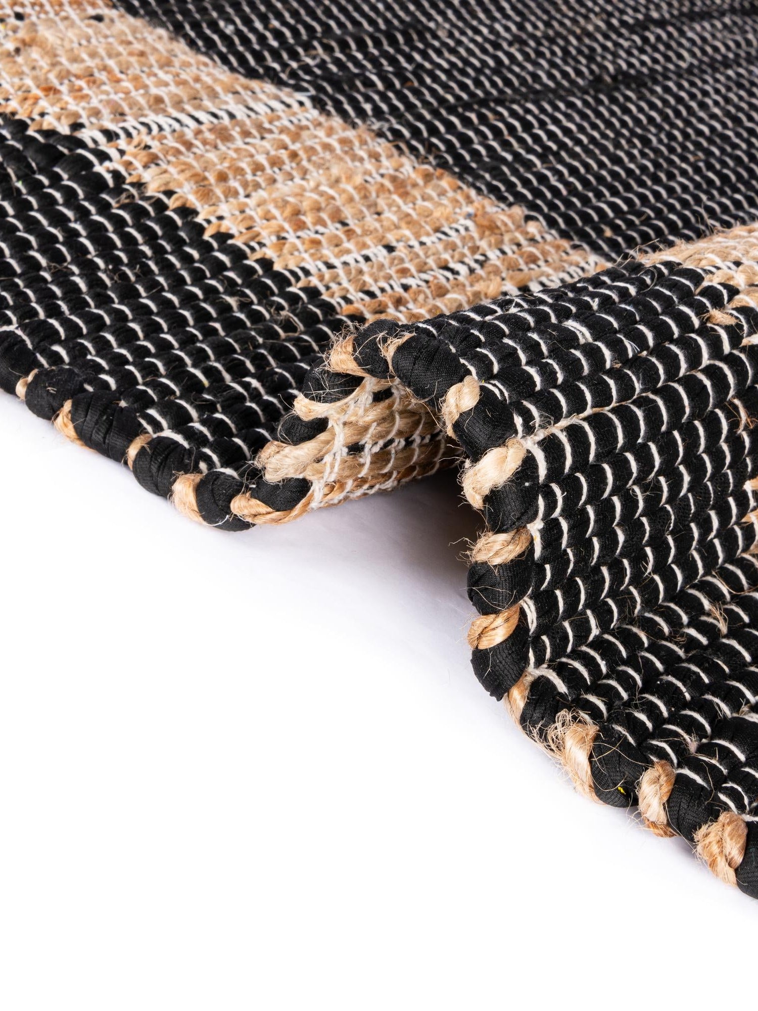 Black 1' 2 x 5' 1 Chindi Jute Table Runner Area Rug Decorative Dining Room Kitchen All Natural Material Table Cover Interior Design Home Decor Carpet Mat for Sale at Rug Engine