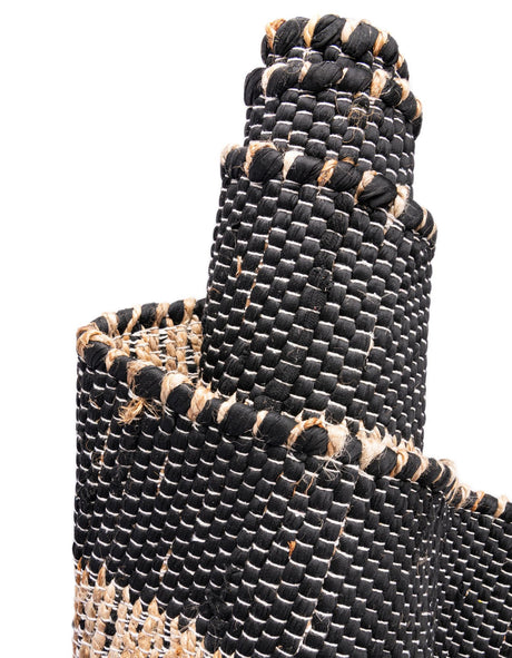 Black 1' 2 x 10' Chindi Jute Table Runner Area Rug Decorative Dining Room Kitchen All Natural Material Table Cover Interior Design Home Decor Carpet Mat for Sale at Rug Engine