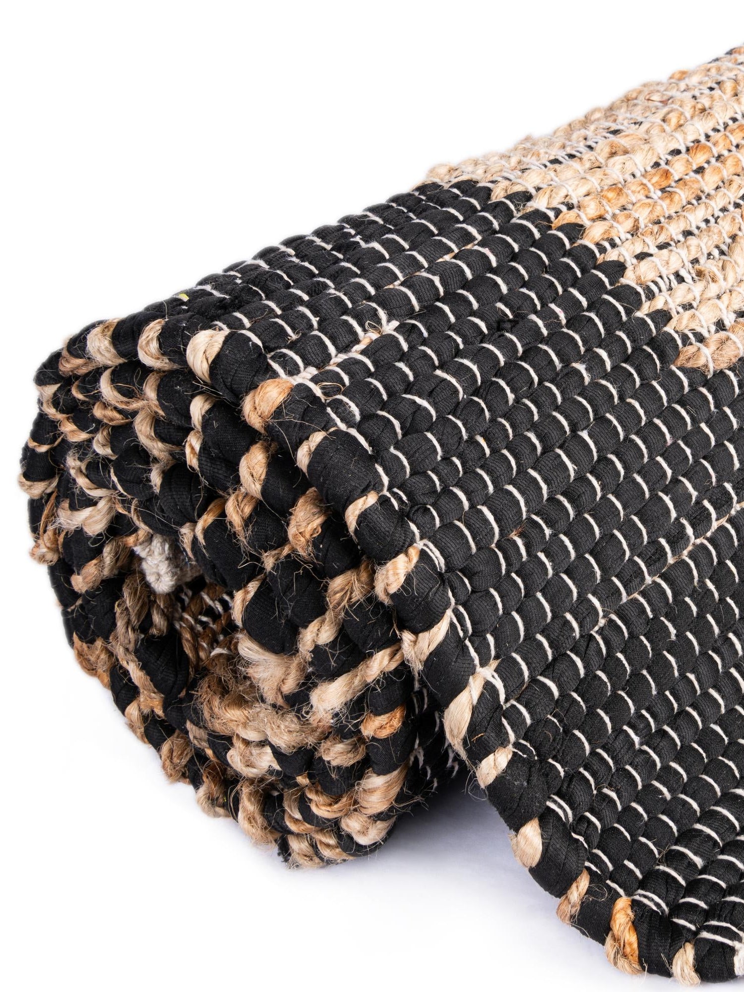 Black 1' 2 x 5' 1 Chindi Jute Table Runner Area Rug Decorative Dining Room Kitchen All Natural Material Table Cover Interior Design Home Decor Carpet Mat for Sale at Rug Engine