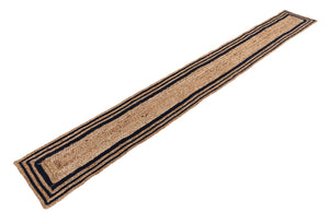 Natural and Navy Blue 1' 2 x 10' Braided Jute Table Runner