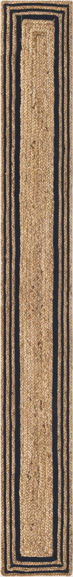 Natural and Navy Blue 1' 2 x 10' Braided Jute Table Runner