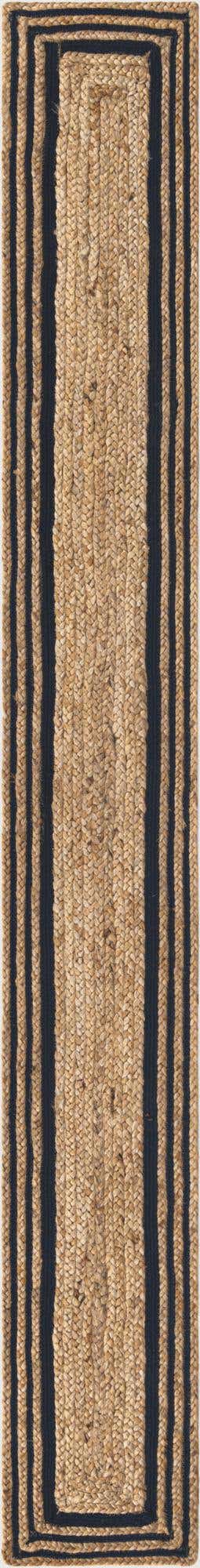 Natural and Navy Blue 1' 2 x 10' Braided Jute Table Runner