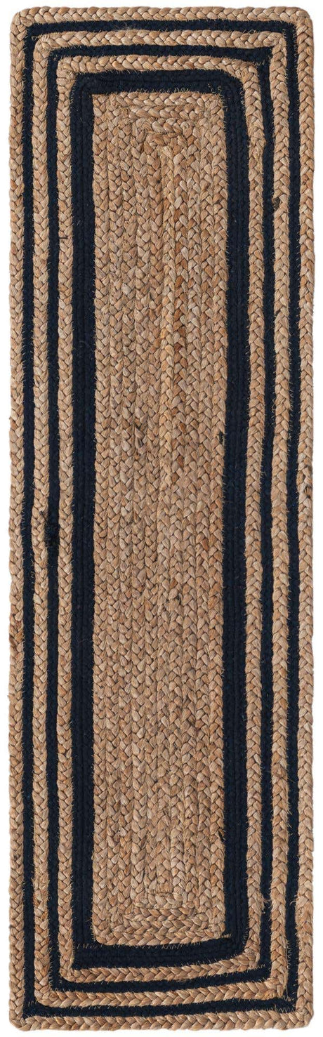 Natural and Navy Blue 1' 2 x 4' 1 Braided Jute Table Runner