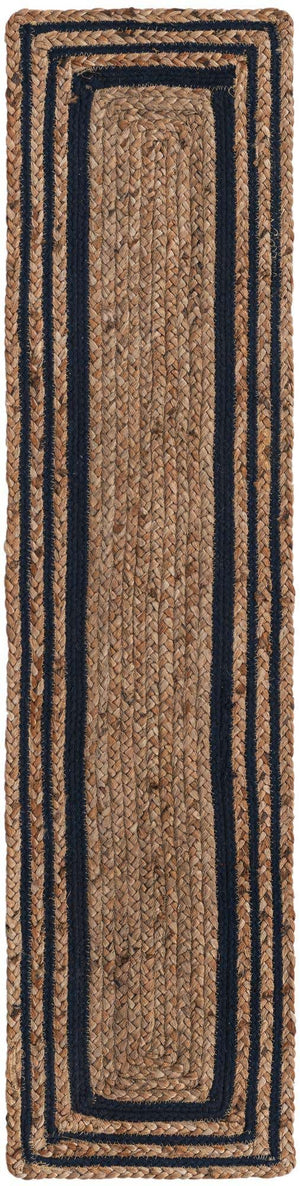 Natural and Navy Blue 1' 2 x 5' 1 Braided Jute Table Runner