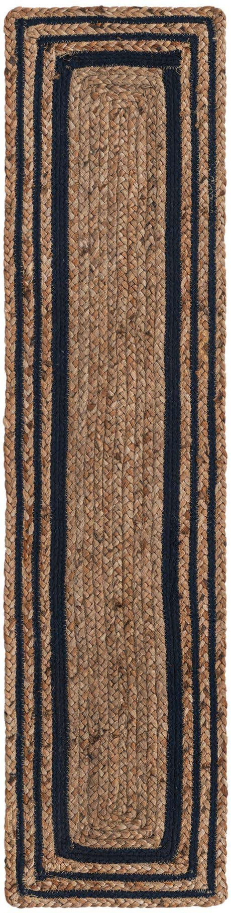 Natural and Navy Blue 1' 2 x 5' 1 Braided Jute Table Runner