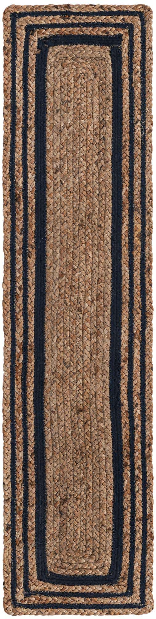 Natural and Navy Blue 1' 2 x 5' 1 Braided Jute Table Runner