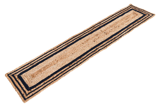 Natural and Navy Blue 1' 2 x 6' 1 Braided Jute Table Runner