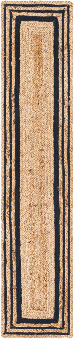 Natural and Navy Blue 1' 2 x 6' 1 Braided Jute Table Runner