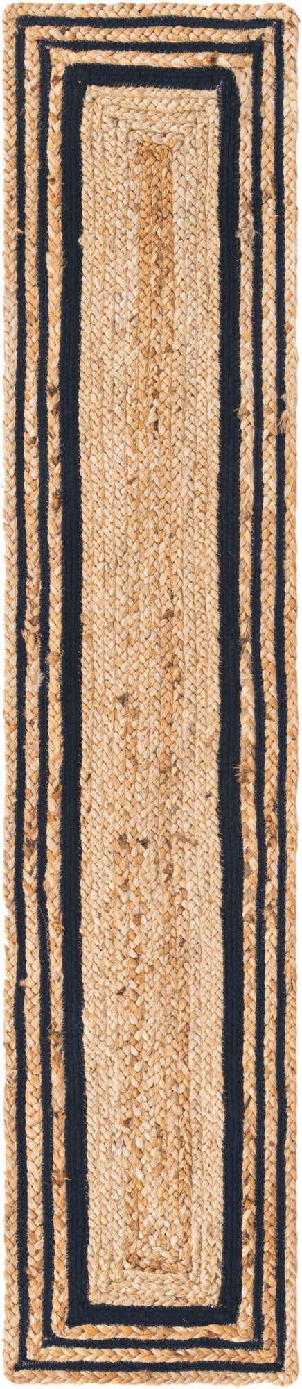 Natural and Navy Blue 1' 2 x 6' 1 Braided Jute Table Runner