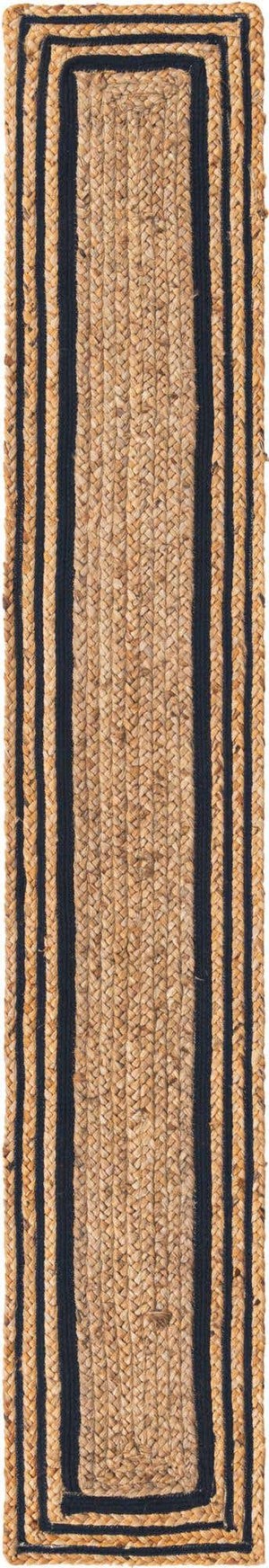 Natural and Navy Blue 1' 2 x 8' Braided Jute Table Runner